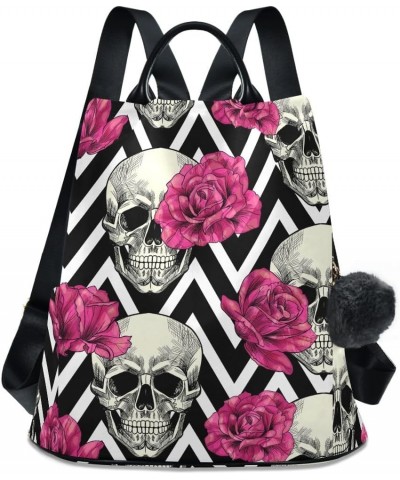 Backpack Purse for Women Fashion Travel Anti-theft Vintage Skull Rose Stripes Daypack Casual Shoulder Bag Medium Size $25.22 ...