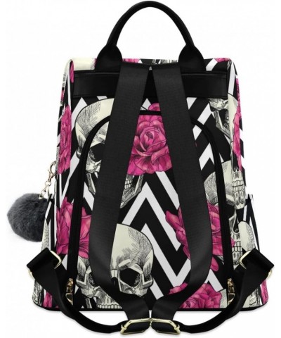 Backpack Purse for Women Fashion Travel Anti-theft Vintage Skull Rose Stripes Daypack Casual Shoulder Bag Medium Size $25.22 ...