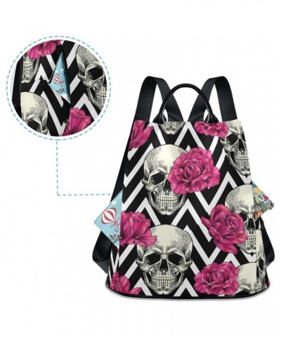 Backpack Purse for Women Fashion Travel Anti-theft Vintage Skull Rose Stripes Daypack Casual Shoulder Bag Medium Size $25.22 ...