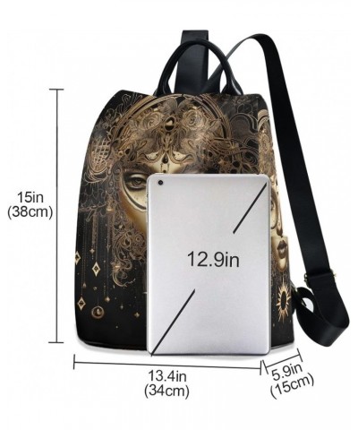 Motorcycle Racing Labels Backpack Purse for Women Rucksack Anti Theft Handbag with Pompom Travel Bag Mandala Woman Gold Black...