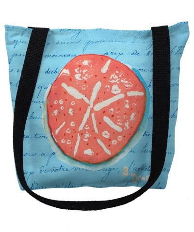 TY092BG 18 x 18 in. Coral Sand Dollar Blue Script Tote Bag - Large $23.74 Totes