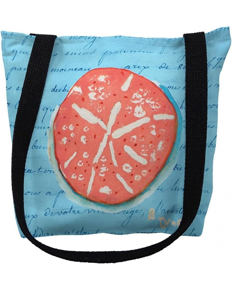 TY092BG 18 x 18 in. Coral Sand Dollar Blue Script Tote Bag - Large $23.74 Totes