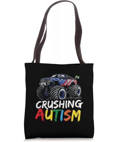 Monster Truck Crushing Autism Awareness Tote Bag $13.00 Totes