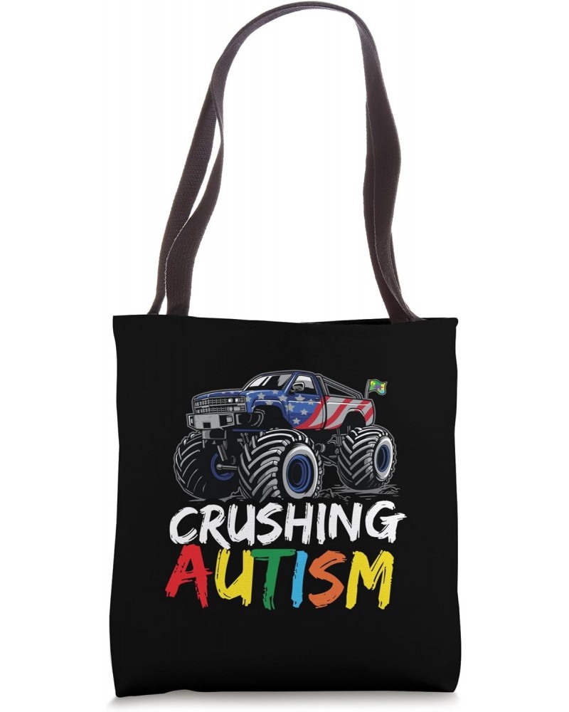 Monster Truck Crushing Autism Awareness Tote Bag $13.00 Totes