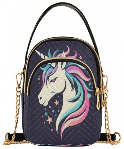 Quilted Crossbody Bags for Women,Unicorn Head Women's Crossbody Handbags Small Travel Purses Phone Bag $9.68 Crossbody Bags