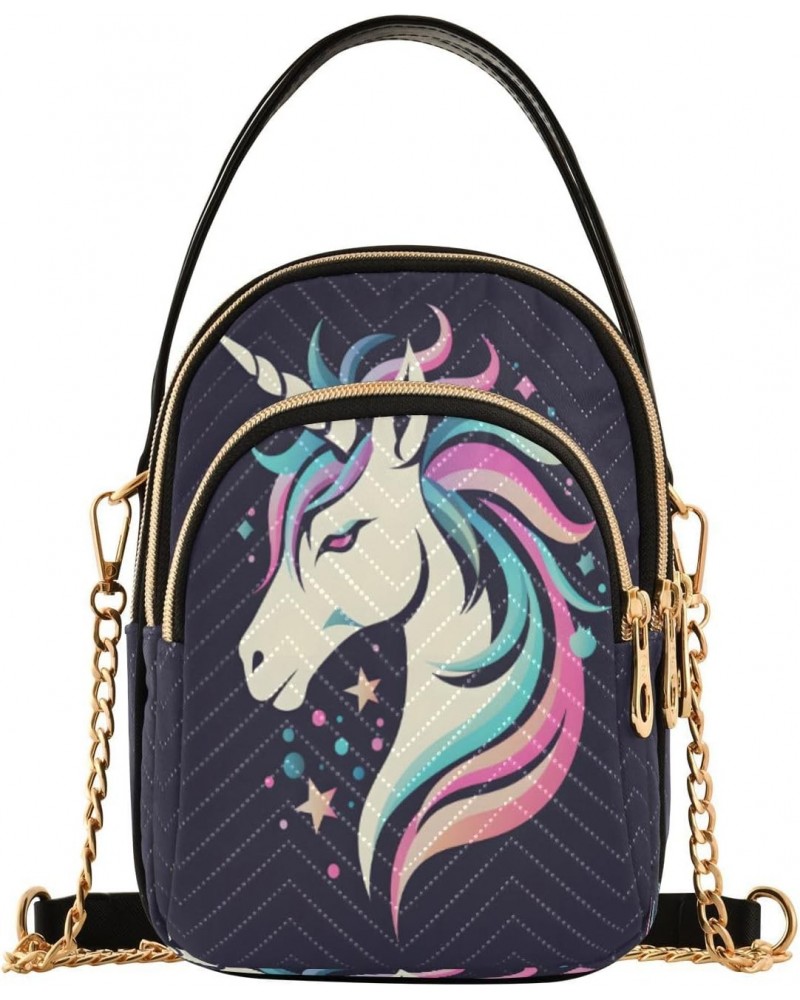 Quilted Crossbody Bags for Women,Unicorn Head Women's Crossbody Handbags Small Travel Purses Phone Bag $9.68 Crossbody Bags