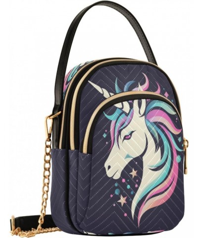 Quilted Crossbody Bags for Women,Unicorn Head Women's Crossbody Handbags Small Travel Purses Phone Bag $9.68 Crossbody Bags