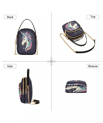 Quilted Crossbody Bags for Women,Unicorn Head Women's Crossbody Handbags Small Travel Purses Phone Bag $9.68 Crossbody Bags