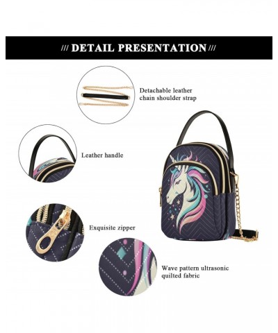 Quilted Crossbody Bags for Women,Unicorn Head Women's Crossbody Handbags Small Travel Purses Phone Bag $9.68 Crossbody Bags