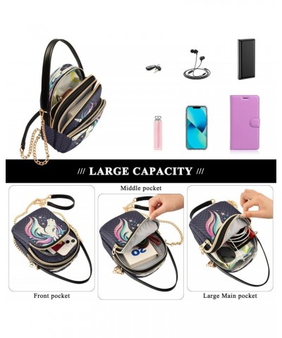 Quilted Crossbody Bags for Women,Unicorn Head Women's Crossbody Handbags Small Travel Purses Phone Bag $9.68 Crossbody Bags