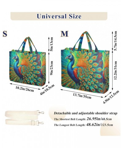 Tote Bag Beautiful Multicolored Peacock Trendy Corduroy Bag Crossbody Bag with Zipper and Magnetic Clasp $15.63 Totes