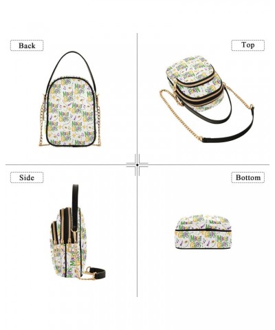 Chain Crossbody Bags for Women Mardi Gras Doodle Quilted Shoulder Crossbody Handbags Travel Cross Body Cell Phone Purses Bags...