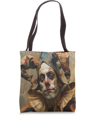 Serious Straight Faced Stoic Jester Clown Blank Stare Art Tote Bag $11.00 Totes