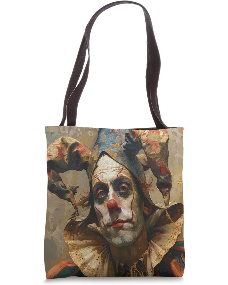 Serious Straight Faced Stoic Jester Clown Blank Stare Art Tote Bag $11.00 Totes