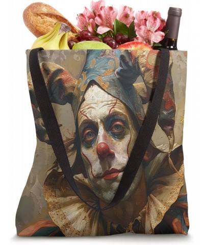 Serious Straight Faced Stoic Jester Clown Blank Stare Art Tote Bag $11.00 Totes