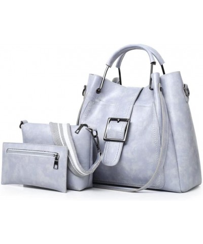 Women Soft Synthetic Patent Leather New Tote Satchel 3Pcs Female bag Simple style Hobo Crossbody Bag Clutches Gray $27.19 Totes