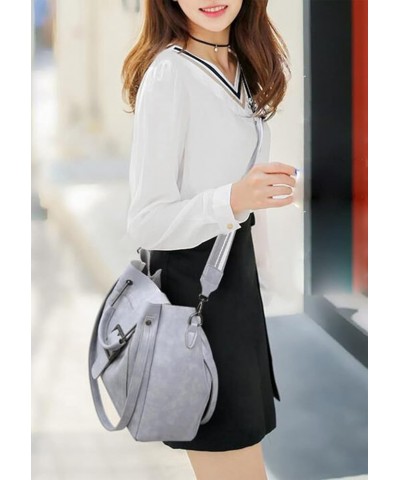 Women Soft Synthetic Patent Leather New Tote Satchel 3Pcs Female bag Simple style Hobo Crossbody Bag Clutches Gray $27.19 Totes