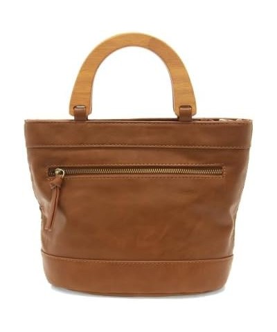 Womens Fashion Purse Havana Faux Cane Wood Handle Handbag 604 - Cognac $35.70 Handbags