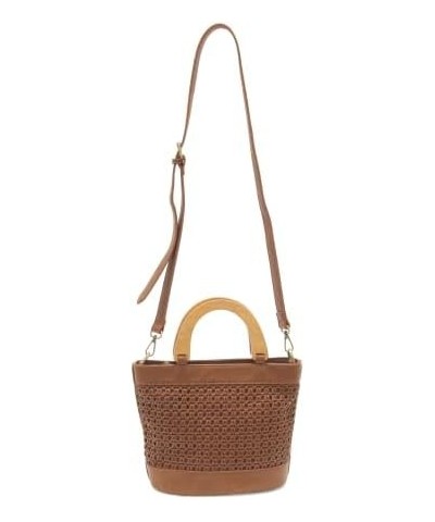 Womens Fashion Purse Havana Faux Cane Wood Handle Handbag 604 - Cognac $35.70 Handbags