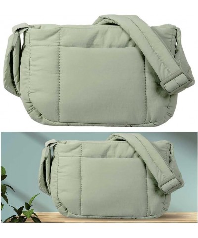 Padded Soft Crossbody Bag Solid Color Simple Commuting Bag Women Fashion Sling Bag Adjustable Strap Messenger Bag Olive Green...