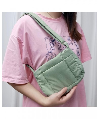 Padded Soft Crossbody Bag Solid Color Simple Commuting Bag Women Fashion Sling Bag Adjustable Strap Messenger Bag Olive Green...