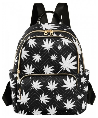 Women Backpack Dream Catcher Cute Watercolor Marijuana Black White Leaves Anti-Theft Travel Backpack with Luggage Belt Lightw...