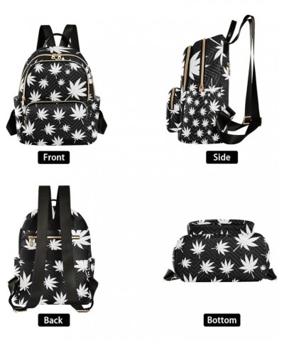 Women Backpack Dream Catcher Cute Watercolor Marijuana Black White Leaves Anti-Theft Travel Backpack with Luggage Belt Lightw...