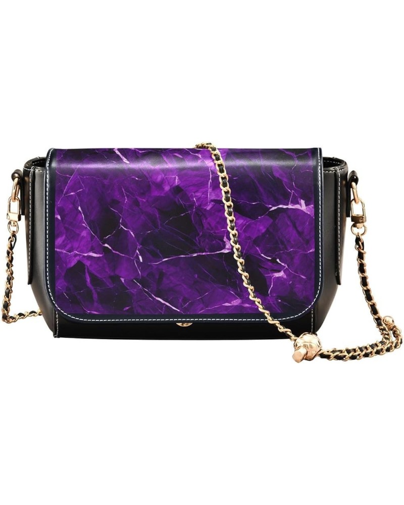 Black and White Paw Prints Womens Crossbody Bag Shoulder Bag with Adjustable Strap Women's Shoulder Handbags Purple Marble $2...