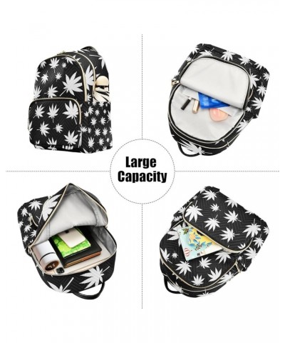 Women Backpack Dream Catcher Cute Watercolor Marijuana Black White Leaves Anti-Theft Travel Backpack with Luggage Belt Lightw...