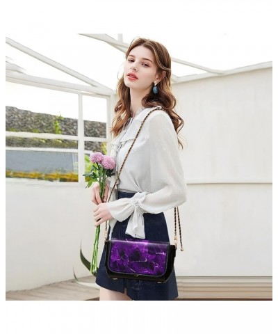 Black and White Paw Prints Womens Crossbody Bag Shoulder Bag with Adjustable Strap Women's Shoulder Handbags Purple Marble $2...