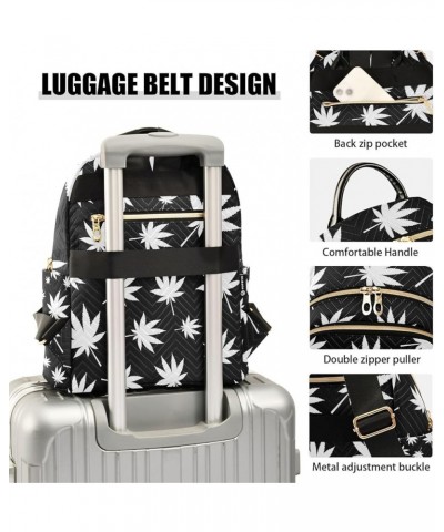 Women Backpack Dream Catcher Cute Watercolor Marijuana Black White Leaves Anti-Theft Travel Backpack with Luggage Belt Lightw...