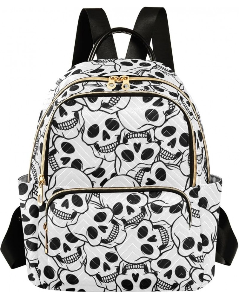 Travel Backpack Purse for Women Fashion Anti-theft Work Casual White Skulls Daypack Shoulder Bag Medium Size Small $16.28 Bac...