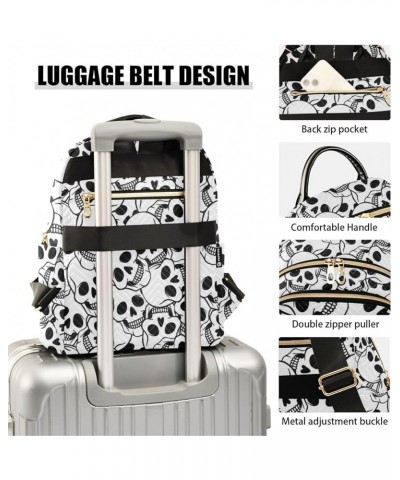 Travel Backpack Purse for Women Fashion Anti-theft Work Casual White Skulls Daypack Shoulder Bag Medium Size Small $16.28 Bac...