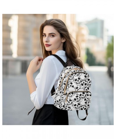 Travel Backpack Purse for Women Fashion Anti-theft Work Casual White Skulls Daypack Shoulder Bag Medium Size Small $16.28 Bac...