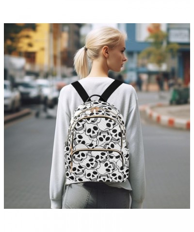 Travel Backpack Purse for Women Fashion Anti-theft Work Casual White Skulls Daypack Shoulder Bag Medium Size Small $16.28 Bac...