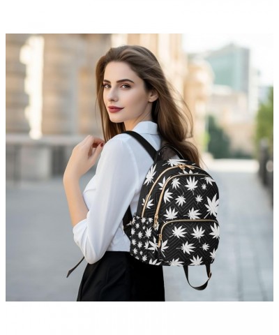 Women Backpack Dream Catcher Cute Watercolor Marijuana Black White Leaves Anti-Theft Travel Backpack with Luggage Belt Lightw...