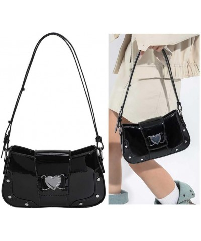 Women Fashion Handbag Y2K Small Mirror Purse Metallic Color Versatile Satchel Bag PU Leather Spice Girls Dating Bag Black $11...