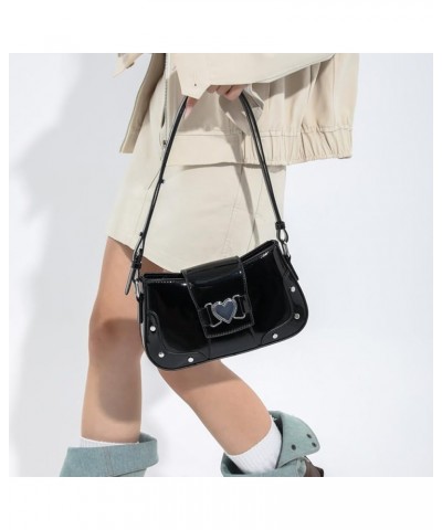 Women Fashion Handbag Y2K Small Mirror Purse Metallic Color Versatile Satchel Bag PU Leather Spice Girls Dating Bag Black $11...