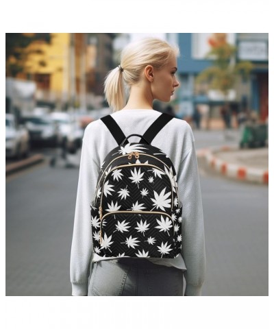 Women Backpack Dream Catcher Cute Watercolor Marijuana Black White Leaves Anti-Theft Travel Backpack with Luggage Belt Lightw...