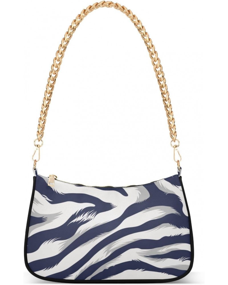 Women Chain Shoulder Purse Bag With Zipper Zebra Print Print, Animal Skin Hobo Tote Clutch Handbags with Chain Strap $18.59 T...