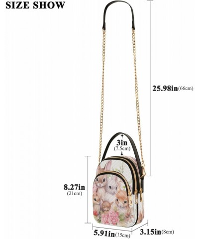 Chain Crossbody Bags for Women Rabbit Watercolor Bunny Family Quilted Shoulder Crossbody Handbags Travel Cross Body Cell Phon...