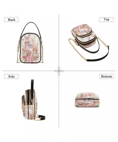 Chain Crossbody Bags for Women Rabbit Watercolor Bunny Family Quilted Shoulder Crossbody Handbags Travel Cross Body Cell Phon...