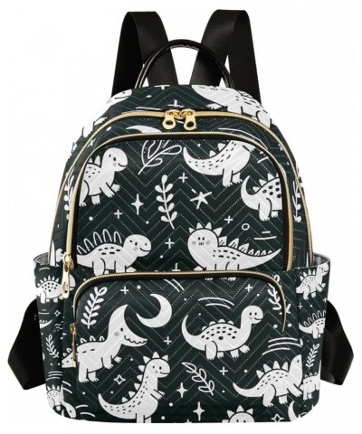 Mini Backpack Purse for Women, Cute White Lined Dinosaur Travel Bag Casual Daypack Shoulder Bag Small $14.08 Backpacks