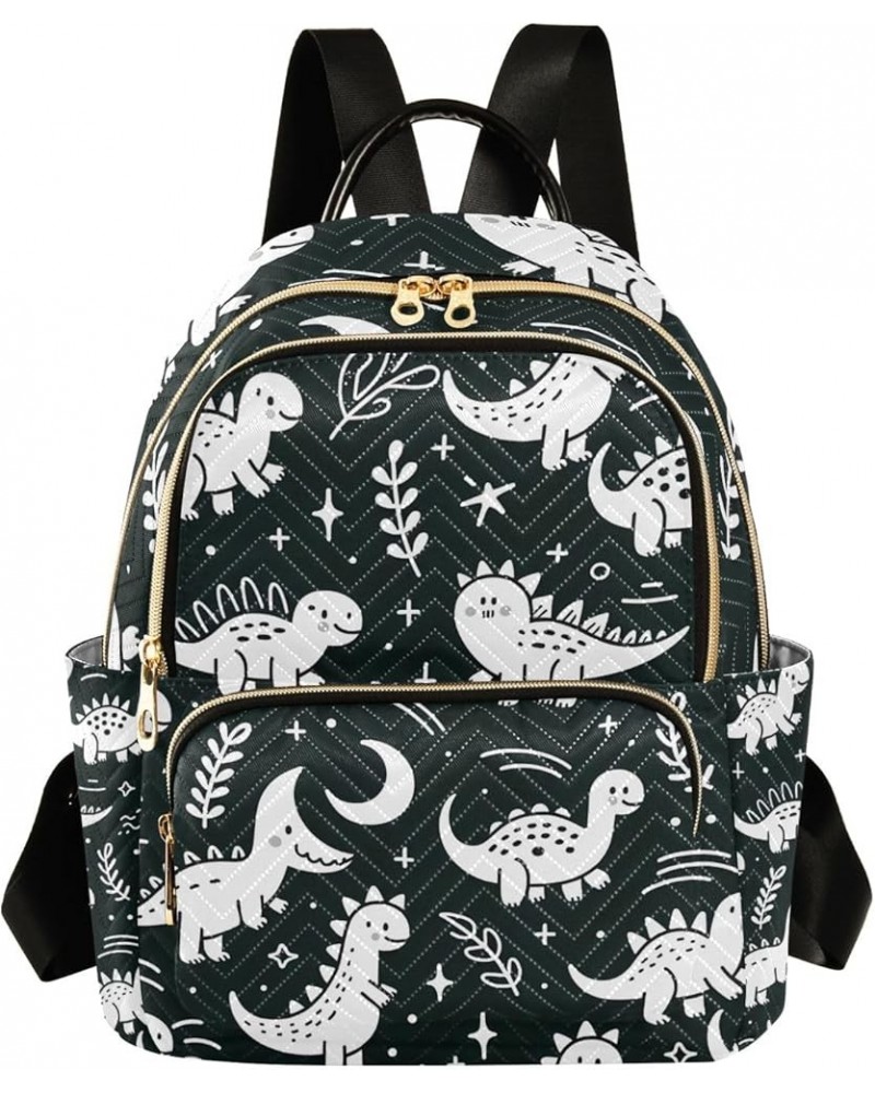 Mini Backpack Purse for Women, Cute White Lined Dinosaur Travel Bag Casual Daypack Shoulder Bag Small $14.08 Backpacks