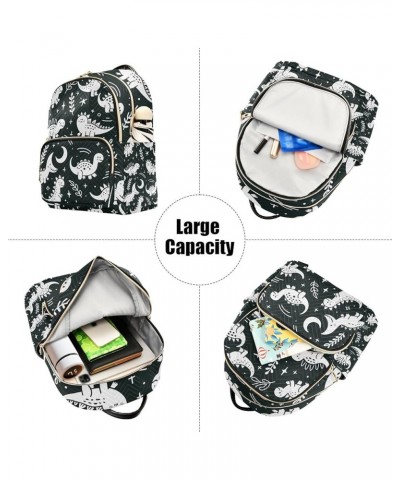 Mini Backpack Purse for Women, Cute White Lined Dinosaur Travel Bag Casual Daypack Shoulder Bag Small $14.08 Backpacks