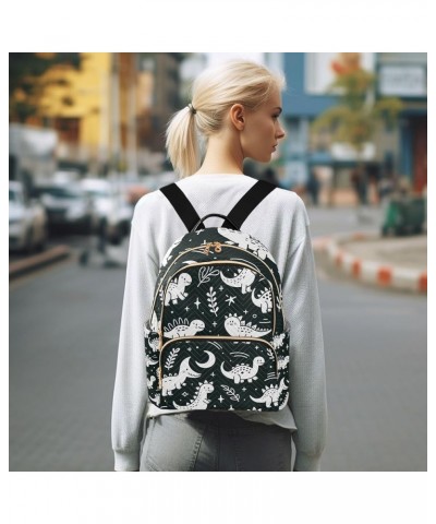 Mini Backpack Purse for Women, Cute White Lined Dinosaur Travel Bag Casual Daypack Shoulder Bag Small $14.08 Backpacks