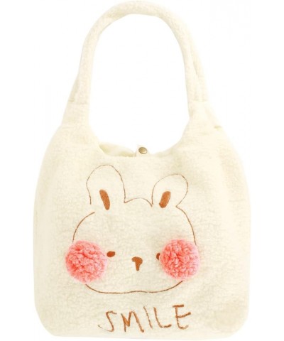 Plush Shoulder Handbag Cute Bear fluffy Tote Handbag Large faux Lamb Wool Shopping Bag 06652rabbit $13.81 Totes