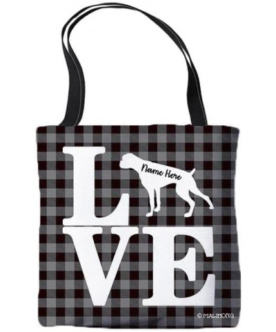 Dog Personalized Tote Bag Boxer Silhouette Puppy Pink Lattice Bag Grey $9.17 Travel Gear