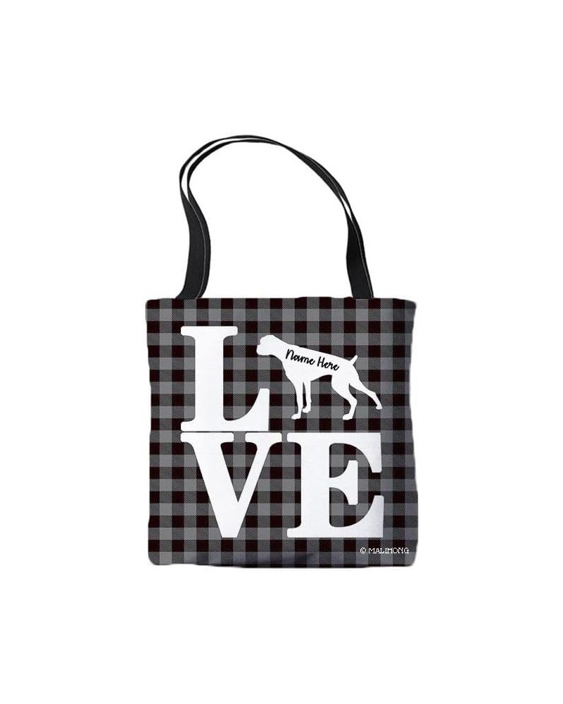 Dog Personalized Tote Bag Boxer Silhouette Puppy Pink Lattice Bag Grey $9.17 Travel Gear