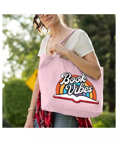 Book Vibes Zippered Tote Bag - Book Inspired Stuff - Book Aesthetic Bag White $15.18 Totes